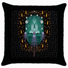 Temple Of Yoga In Light Peace And Human Namaste Style Throw Pillow Case (black) by pepitasart