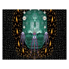 Temple Of Yoga In Light Peace And Human Namaste Style Rectangular Jigsaw Puzzl by pepitasart