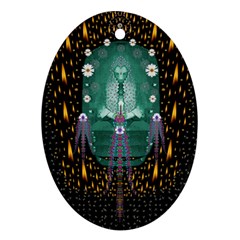 Temple Of Yoga In Light Peace And Human Namaste Style Oval Ornament (two Sides) by pepitasart