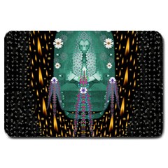 Temple Of Yoga In Light Peace And Human Namaste Style Large Doormat  by pepitasart