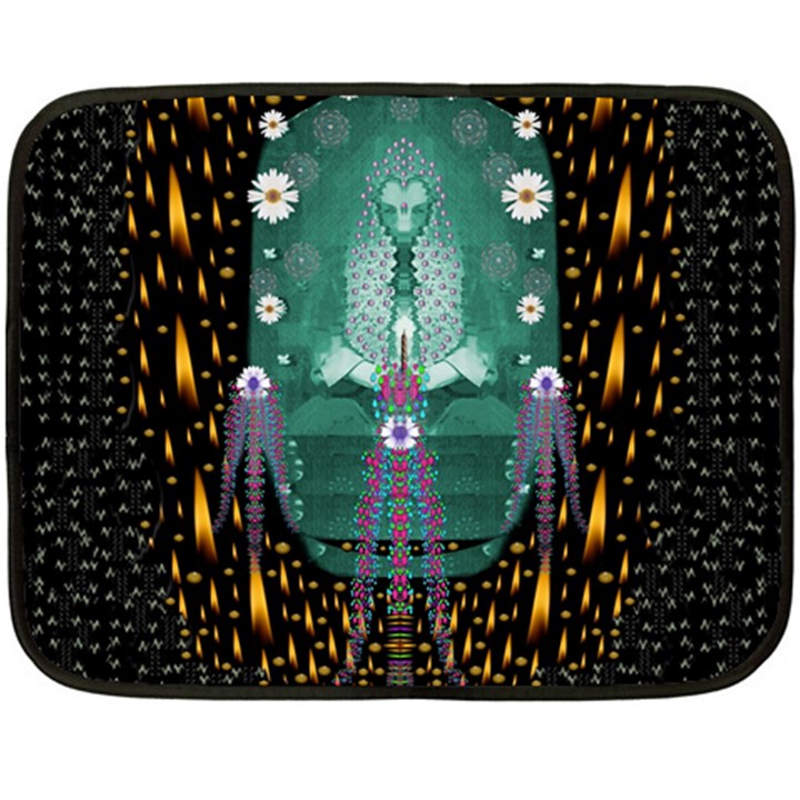 Temple Of Yoga In Light Peace And Human Namaste Style Double Sided Fleece Blanket (Mini) 