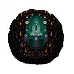 Temple Of Yoga In Light Peace And Human Namaste Style Standard 15  Premium Flano Round Cushions by pepitasart