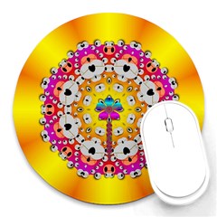 Fantasy Flower In Tones Round Mousepads by pepitasart