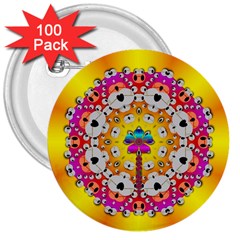 Fantasy Flower In Tones 3  Buttons (100 Pack)  by pepitasart