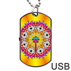 Fantasy Flower In Tones Dog Tag Usb Flash (one Side) by pepitasart