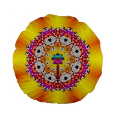 Fantasy Flower In Tones Standard 15  Premium Flano Round Cushions by pepitasart