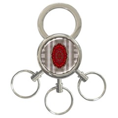 Strawberry  With Waffles And Fantasy Flowers In Harmony 3-ring Key Chains by pepitasart