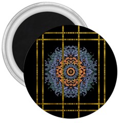 Blue Bloom Golden And Metal 3  Magnets by pepitasart