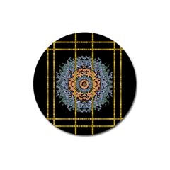 Blue Bloom Golden And Metal Magnet 3  (round) by pepitasart