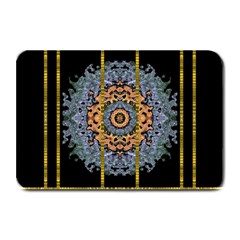 Blue Bloom Golden And Metal Plate Mats by pepitasart