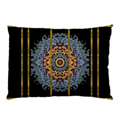 Blue Bloom Golden And Metal Pillow Case by pepitasart