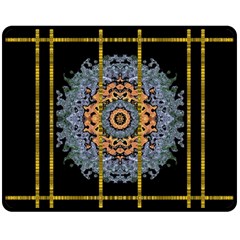 Blue Bloom Golden And Metal Double Sided Fleece Blanket (medium)  by pepitasart