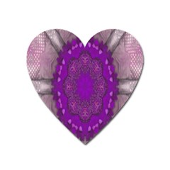 Fantasy-flowers In Harmony  In Lilac Heart Magnet by pepitasart