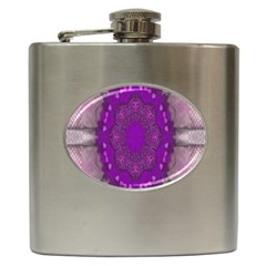 Fantasy-flowers In Harmony  In Lilac Hip Flask (6 Oz) by pepitasart