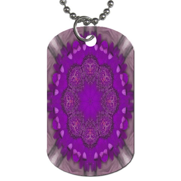 fantasy-flowers in harmony  in lilac Dog Tag (Two Sides)