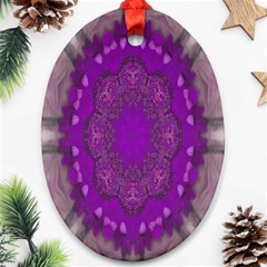 Fantasy-flowers In Harmony  In Lilac Oval Ornament (two Sides) by pepitasart