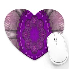 Fantasy-flowers In Harmony  In Lilac Heart Mousepads by pepitasart