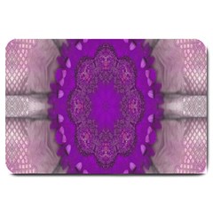 Fantasy-flowers In Harmony  In Lilac Large Doormat  by pepitasart