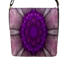 Fantasy-flowers In Harmony  In Lilac Flap Messenger Bag (l)  by pepitasart