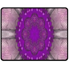 Fantasy-flowers In Harmony  In Lilac Double Sided Fleece Blanket (medium)  by pepitasart