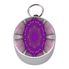 Fantasy-flowers In Harmony  In Lilac Mini Silver Compasses by pepitasart