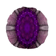 Fantasy-flowers In Harmony  In Lilac Standard 15  Premium Flano Round Cushions by pepitasart