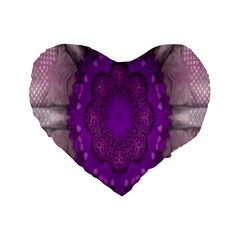 Fantasy-flowers In Harmony  In Lilac Standard 16  Premium Flano Heart Shape Cushions by pepitasart