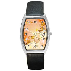 Wonderful Floral Design In Soft Colors Barrel Style Metal Watch by FantasyWorld7