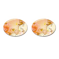 Wonderful Floral Design In Soft Colors Cufflinks (oval) by FantasyWorld7