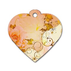 Wonderful Floral Design In Soft Colors Dog Tag Heart (one Side) by FantasyWorld7