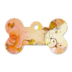 Wonderful Floral Design In Soft Colors Dog Tag Bone (two Sides) by FantasyWorld7