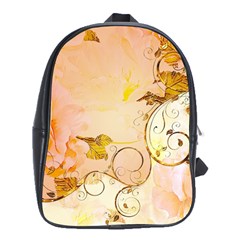 Wonderful Floral Design In Soft Colors School Bag (xl) by FantasyWorld7