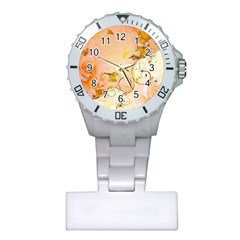 Wonderful Floral Design In Soft Colors Plastic Nurses Watch by FantasyWorld7