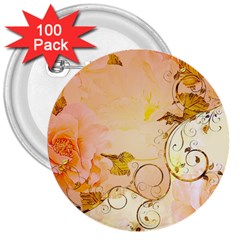 Wonderful Floral Design In Soft Colors 3  Buttons (100 Pack)  by FantasyWorld7