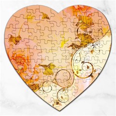 Wonderful Floral Design In Soft Colors Jigsaw Puzzle (heart) by FantasyWorld7