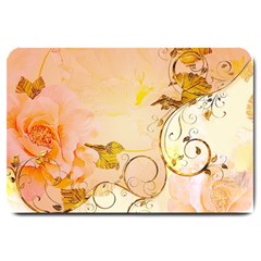 Wonderful Floral Design In Soft Colors Large Doormat  by FantasyWorld7