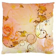 Wonderful Floral Design In Soft Colors Large Cushion Case (one Side) by FantasyWorld7