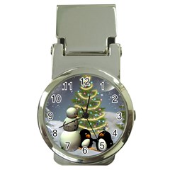 Funny Snowman With Penguin And Christmas Tree Money Clip Watches by FantasyWorld7