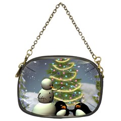 Funny Snowman With Penguin And Christmas Tree Chain Purses (two Sides)  by FantasyWorld7