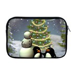 Funny Snowman With Penguin And Christmas Tree Apple MacBook Pro 17  Zipper Case Front