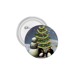 Funny Snowman With Penguin And Christmas Tree 1 75  Buttons by FantasyWorld7