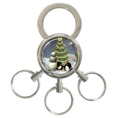 Funny Snowman With Penguin And Christmas Tree 3-ring Key Chains by FantasyWorld7