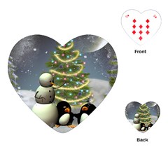 Funny Snowman With Penguin And Christmas Tree Playing Cards (heart)  by FantasyWorld7