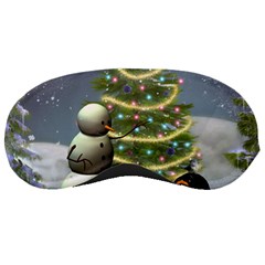 Funny Snowman With Penguin And Christmas Tree Sleeping Masks by FantasyWorld7