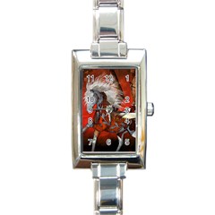 Awesome Steampunk Horse With Wings Rectangle Italian Charm Watch