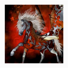 Awesome Steampunk Horse With Wings Medium Glasses Cloth (2-side) by FantasyWorld7