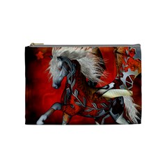 Awesome Steampunk Horse With Wings Cosmetic Bag (medium)  by FantasyWorld7