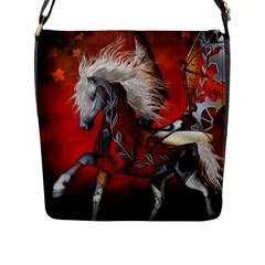 Awesome Steampunk Horse With Wings Flap Messenger Bag (l)  by FantasyWorld7