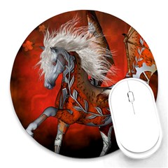 Awesome Steampunk Horse With Wings Round Mousepads