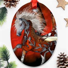 Awesome Steampunk Horse With Wings Ornament (Oval)